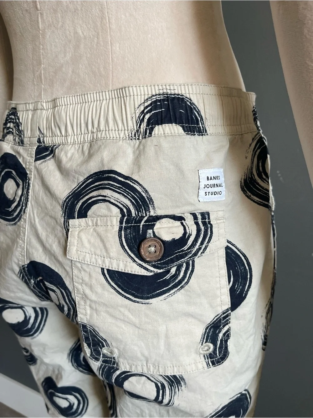 Banks Journal Studio Men’s Navy Circle Print Coastal Swim Trunks Shorts Size 30